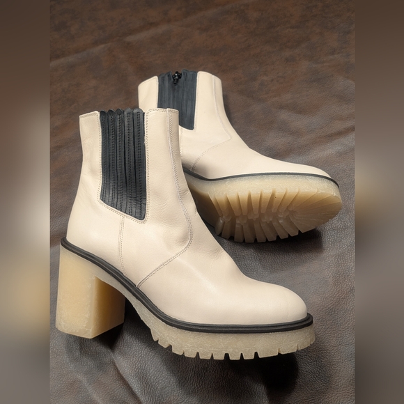 Free People Boots James Chelsea Bone/White Leather Womens EU 41 US 10.5 Platform - Picture 2 of 14